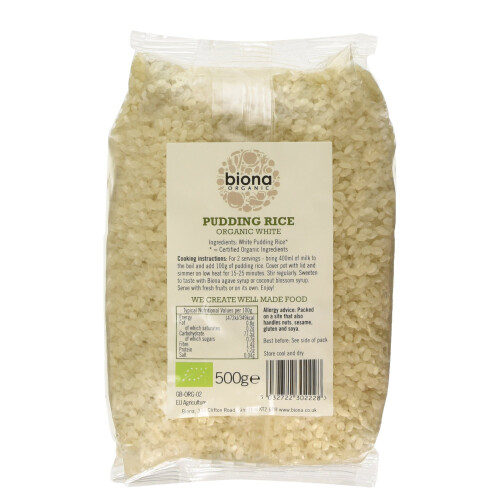 Biona Organic Pudding Rice, 500g 1