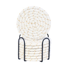 Cotton Woven Drink Coasters with Holder 8-Pc