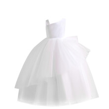Girls Sleeveless Off-Shoulder Tulle Dress Puffy Princess Birthday Party Pageant Piano Recital Formal Evening Gown