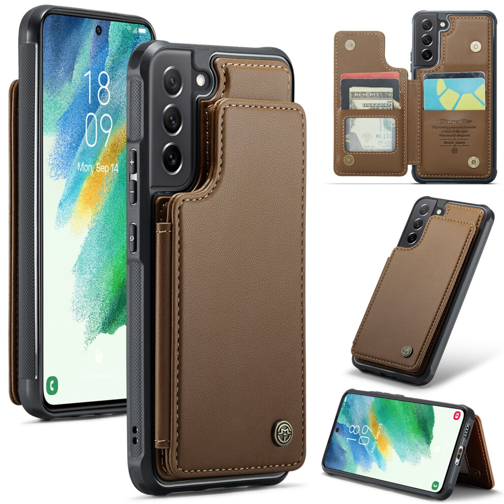 Caseme Leather Wallet Case For Compatible With Samsung Galaxy S21 Fe – Rfid Blocking, Magnetic Clasp, Kickstand, Shockproof 9130661900515
