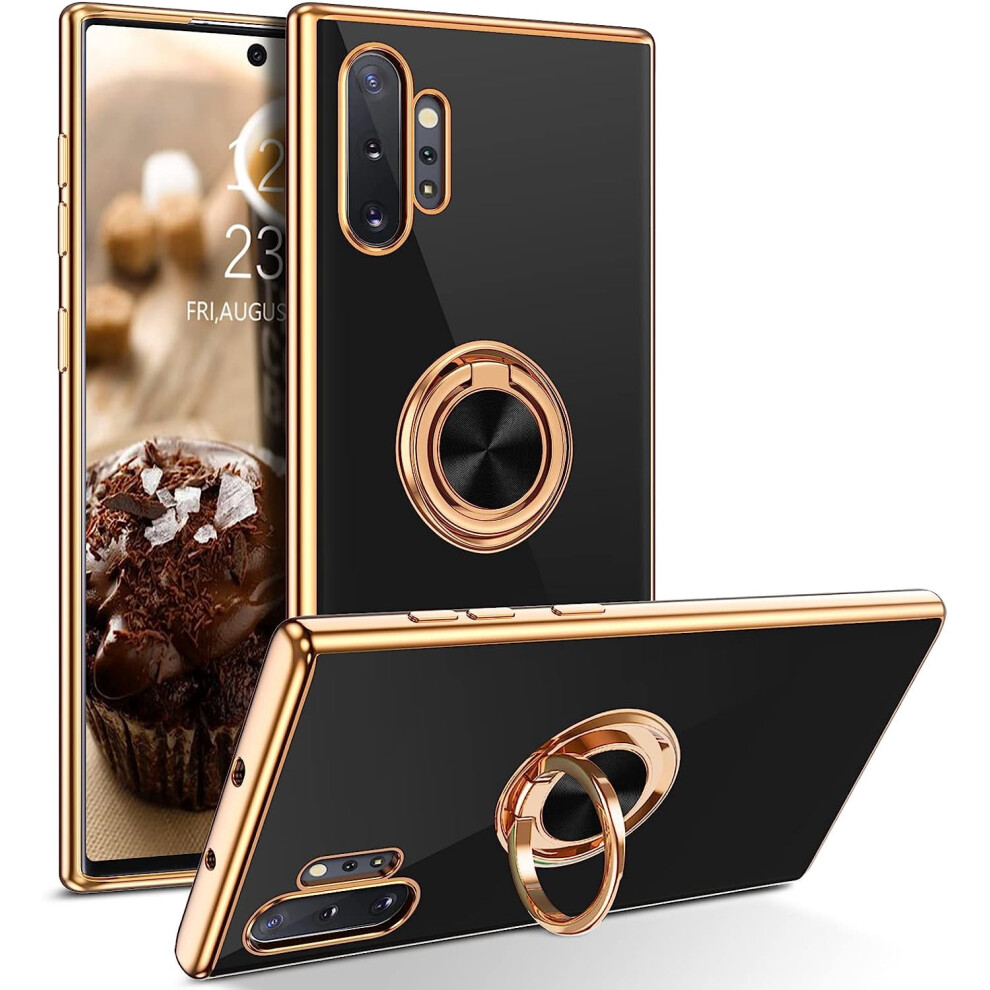 Slim Shockproof Phone Case With Ring Holder & Kickstand For Compatible With Samsung Galaxy Note 10 Plus 5G/4G Â Black 9130661896610