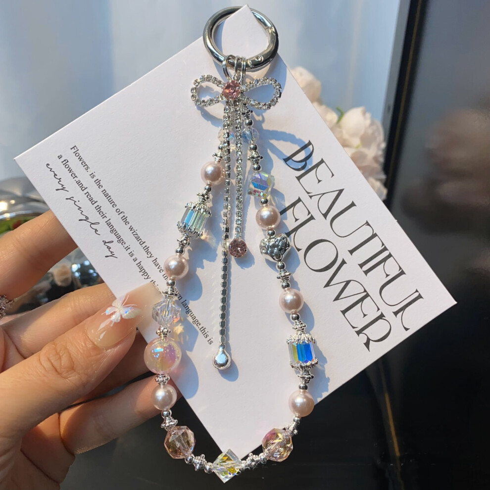 Crystal Cell Phone Wrist Strap Phone Charm Beaded Phone Lanyard Hands-Free Wristlet Bracelet Wrist Grip Strap For Women 9130661898089