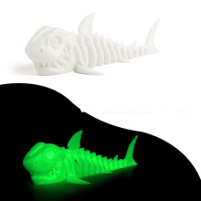 Shark Figurine Luminous White 14 cm 3D Printed with Movable