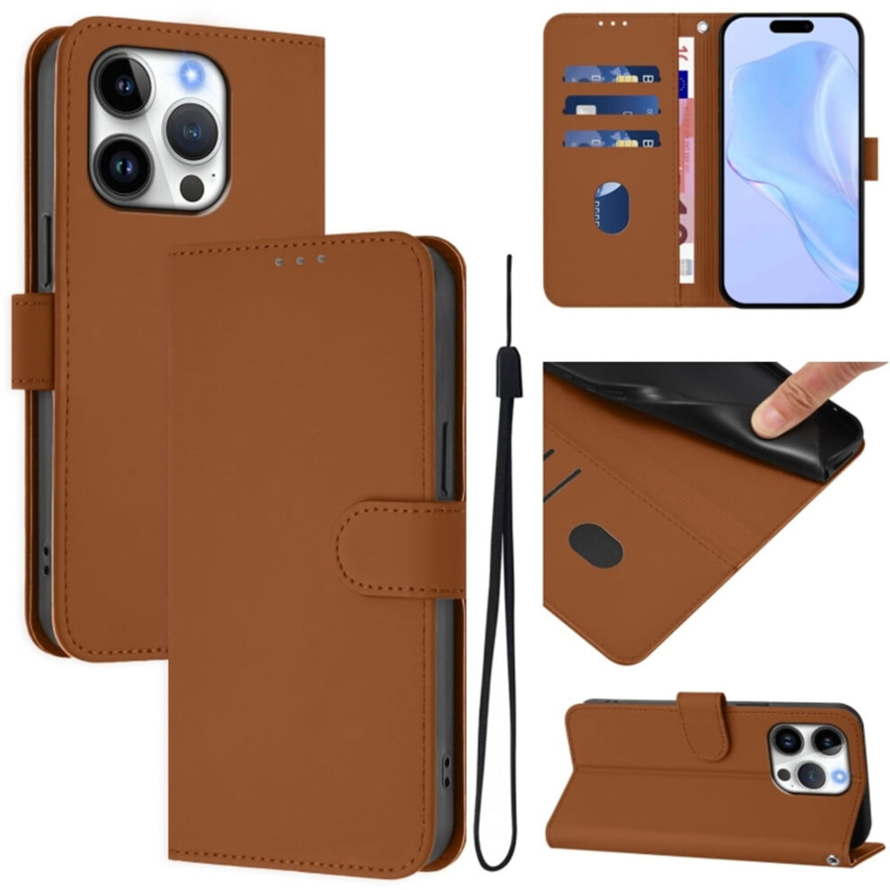 Pu Leather Wallet Case For Iphone 14 Pro Brown 9180435658920