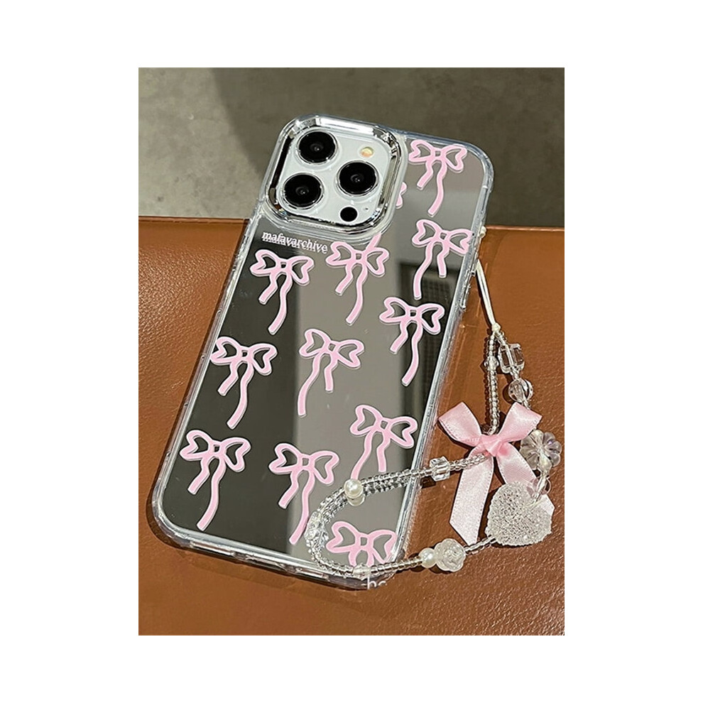 Bowknot Case For Iphone 15 To Se, Clear Glitter Mirror Pink 971050002736