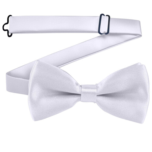 Bow Tie Solid Color Adjustable for Kids Boys White Free Size