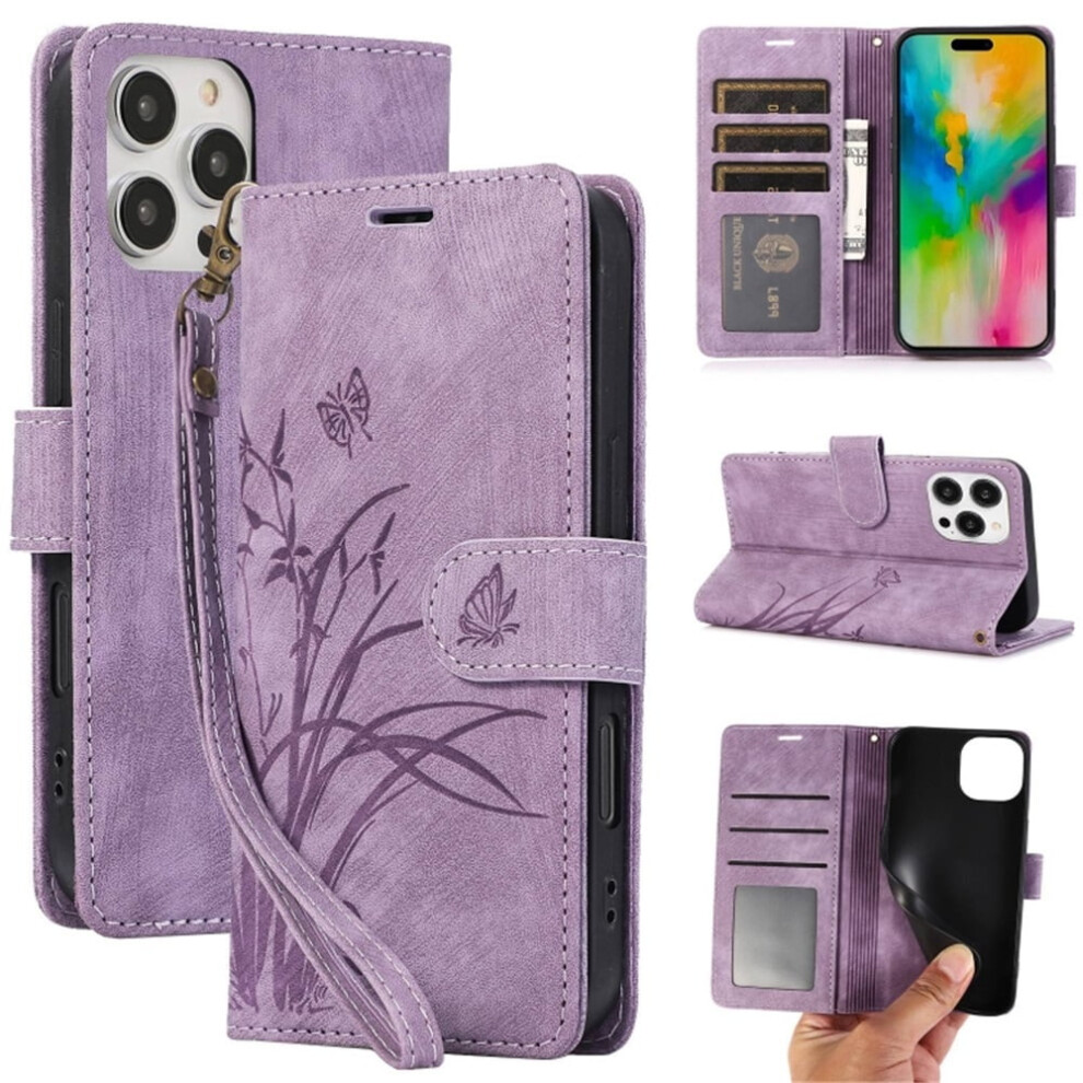 Leather Flip Wallet Case For Iphone 16 Pro Purple 9180435658562