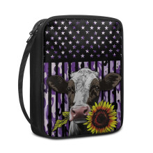 Sunflower & American Flag Bible Cover – Lightweight, Zippered, with Handle – Compatible with Standard Bibles