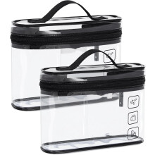 2 Pack Clear Toiletry Bag,Clear Makeup Bag Organizer, Travel Cosmetic Bag for Toiletries, (Black)
