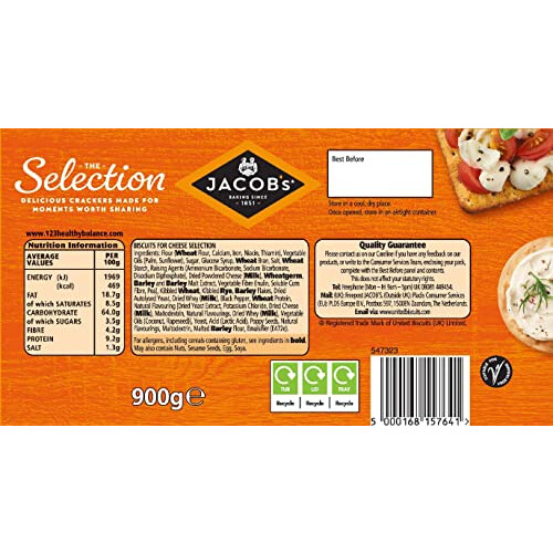 Jacob's Biscuits for Cheese Tub Crackers, 900g 1