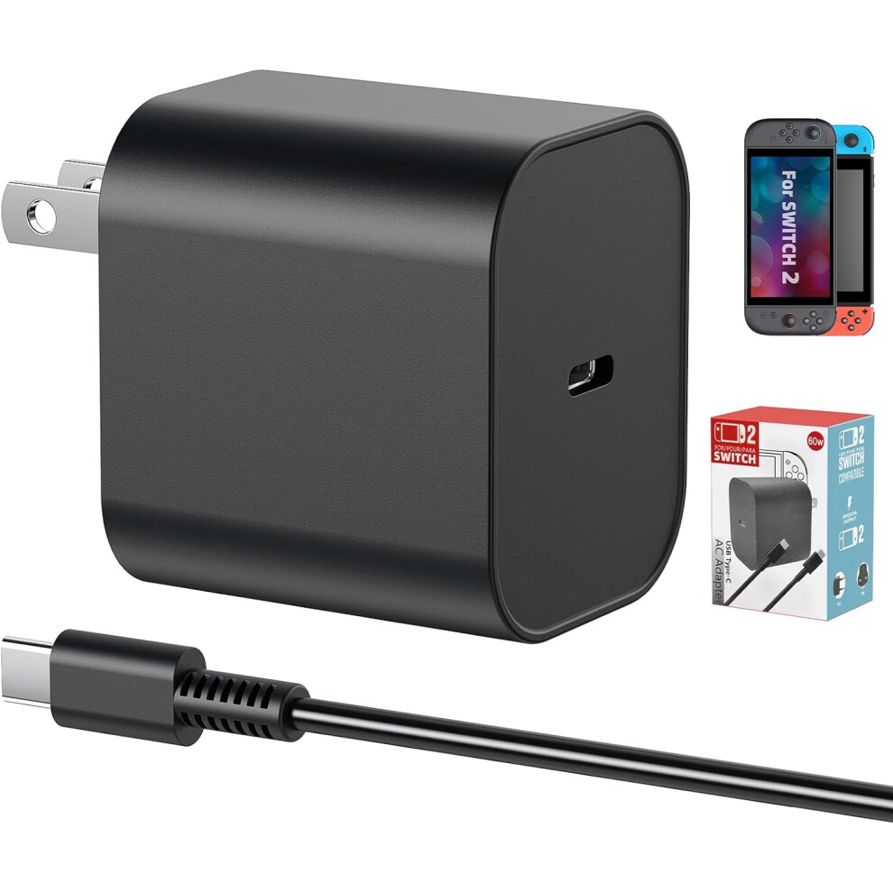 60W Switch 2 Charger With 5Ft Usb-C Cable – Fast Charging For Nintendo Switch 2 Dock/Handheld, 4K Tv Mode, Compatible With Switch Oled/Steam Deck 9170372112890