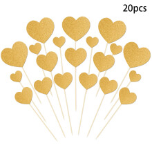 Glitter Heart Cake Topper Valentine's Day 20 Pack