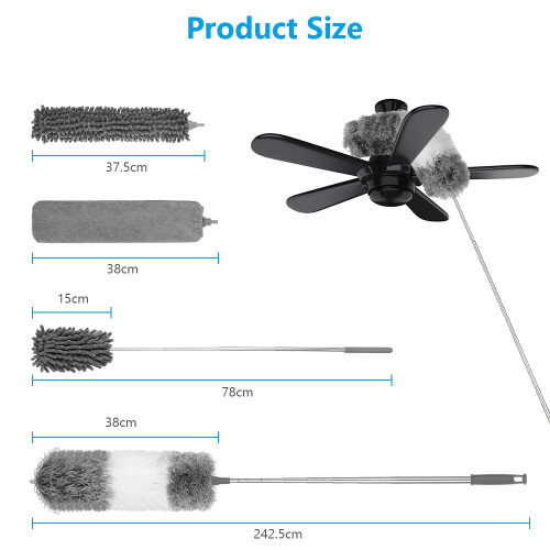 Vicloon Feather Duster, 7pcs Microfiber Duster, Chenille Duster Dust Cleaner Gap Long Handled Duster Reusable Bendable Washable Lightweight Dusters 1