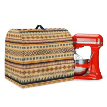 Multifunctionele stofhoes voor keukenmixer met handvat, voorvakken en een kaki-tribale print – waterdicht, compatibel met KitchenAid