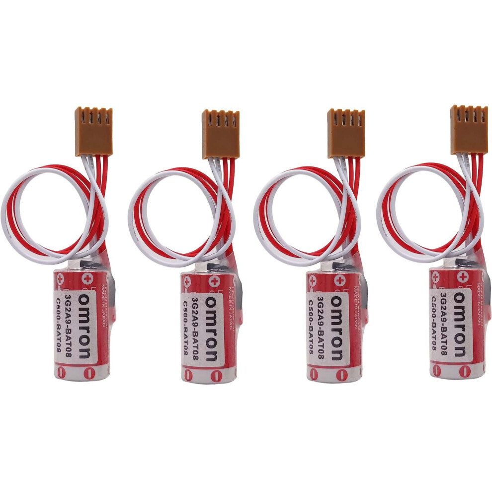 (Pack Of 4) Er17/33 (2/3A 3.6V) Plc Battery With Plug For Omron 3G2a9-Bat08 (C500-Bat08) Plc 9165521611379