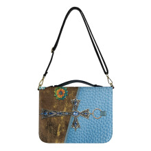 Colorful Boho Mandala Cross Bible Cover – PU Leather, Zipper & Handle, Lightweight Bible Protector for Women/Men, Compatible with Standard Bibles
