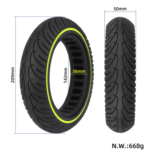 Pneu sólido de 8,5 polegadas/ 8 1/2x2 com faixa fluorescente para patinete elétrico 8,5x2