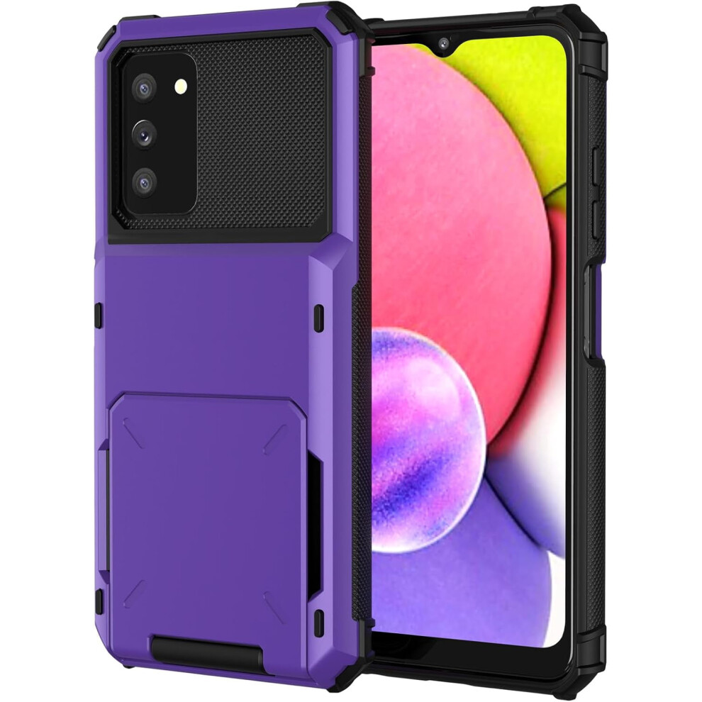 Galaxy A03s Flip Wallet Case With Hidden Card Slot, Dual-Layer Shockproof Protection – Compatible With Samsung Galaxy A03s Purple 9165521611348
