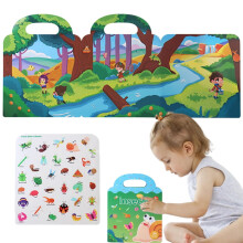 Kids Reusable Sticker Book – Jelly Waterproof, Quiet, Foldable, with Handle, for Age 3, Compatible with Early Learning & Kindergarten