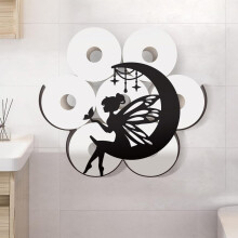 Metal Flower Fairy Toilet Paper Holder Wall-Mounted Black 1