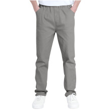 Pantaloni cargo pentru băieți, casual, cu talie elastică, cu buzunare multiple, pantaloni școlari la modă pentru băieți, gri, 10-11 ani