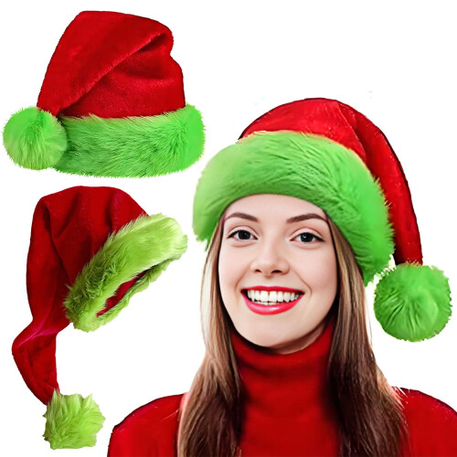 Bonnet de Père Noël vert fluorescent phosphorescent (1 pièce)