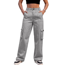 Women's Casual Street Style Trousers Gray XXL