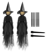 Décorations effrayantes pour Halloween : sorcière, maison, accessoires lumineux, vêtements, sorcière noire sans commande vocale, son lumineux,