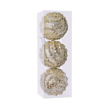 Boule de Noël à paillettes scintillantes couleur champagne pour décorer le sapin.