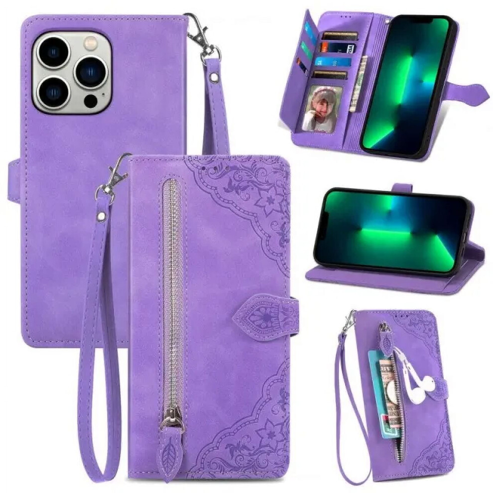 Magnetic Leather Wallet Case For Iphone 12 Mini Â Zipper Pocket, Kickstand & Wrist Strap, Compatible With Iphone 12 Mini 5.4" 9165521614172