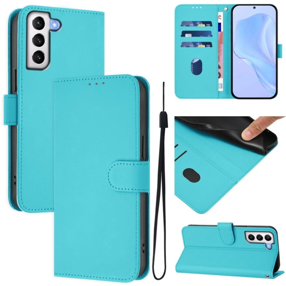 Wallet Case Compatible With Samsung Galaxy S21 5G Â Pu Leather Magnetic Flip Folio, 3-Card Slot & Wrist Strap, Lake Blue 9165521615056