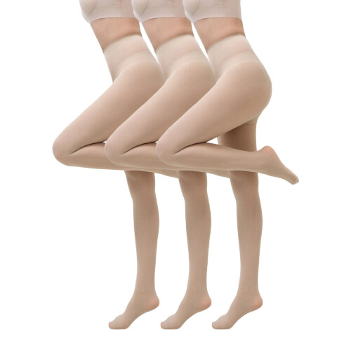 Γυναικεία κολάν plus size, 3 τεμάχια μονόχρωμα κολάν σε χρώμα καραμέλας – Συμβατά με