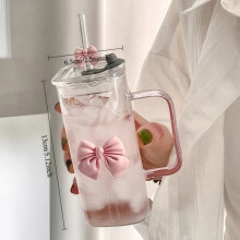 Ensemble de verres à cocktail avec nœuds détachables, poignée, couvercle et paille – Verres à boissons glacées amusants et personnalisables