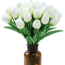 Lot de 10 tulipes artificielles, effet réaliste, centre de table, décoration intérieure.