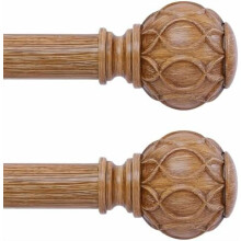 Lot de 2 tringles à rideaux en bois, 71-122 cm, réglables de 2,5 cm, style rustique, grain de bois brun, compatibles avec les supports standard