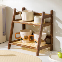 Organisateur de coin café – Étagère de comptoir en bois massif avec porte-tasses, compatible avec le rangement du comptoir de cuisine et
