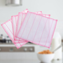 Absorbent Dishwashing Cloth Pink Cotton Polyester Mesh