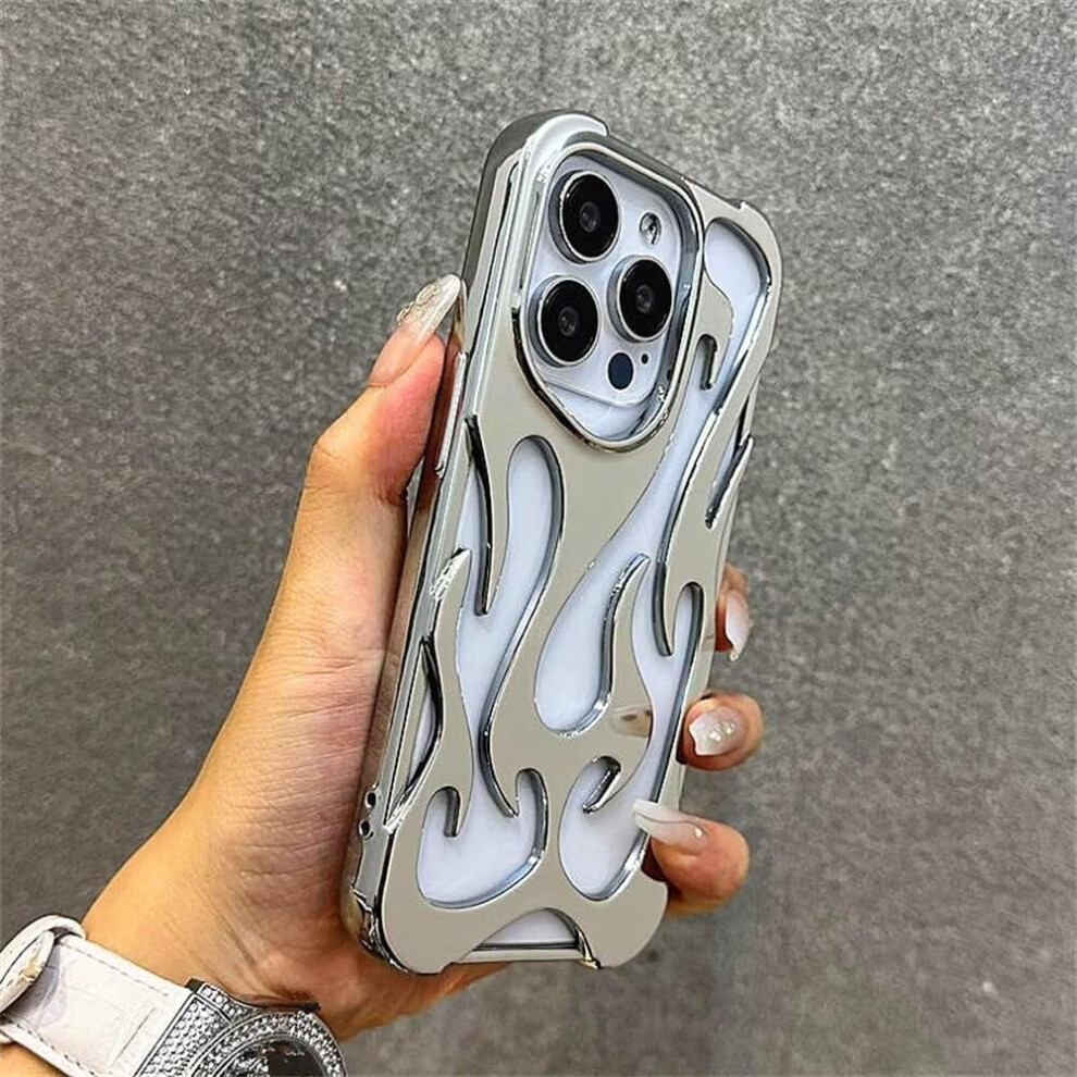Luxury Electroplate Galaxy A55 5G Case – Glossy Flame Shape, Hollow Heat Dissipation, Shockproof, Compatible With Samsung Galaxy A55 5G (Silver) Silver 9165521614233