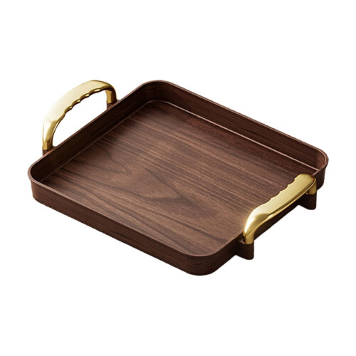 Wood-look serving tray with handles 1