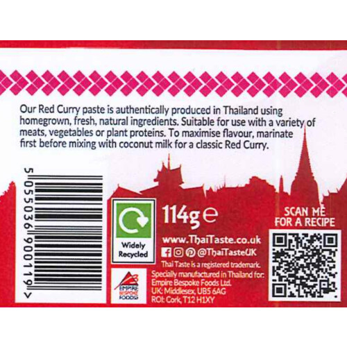 Thai Taste Red Curry Paste, 114g 2