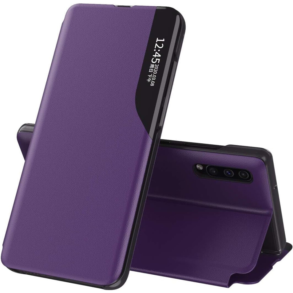 Clear View Leather Case With Kickstand & Magnet For Compatible With Samsung Galaxy A10 Â Shockproof, Purple 9405492238862