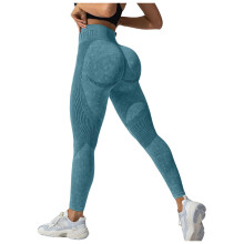 Női magas derekú leggings, varrás nélküli edzőtermi jóganadrág, hasformáló, mosolykontúros sportruházat, sötétzöld, S