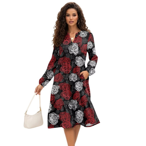 Γυναικείο Midi Φόρεμα Rose, Μέγεθος M, Κομψό, Casual, Φόρεμα Εργασίας