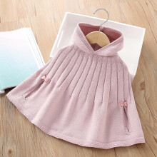 Gebreide acrylponcho met capuchon voor meisjes van 2-12 jaar