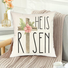 Housse de coussin de Pâques, 45 x 45 cm, en lin, pour canapé, salon, coussin décoratif et décorations de Pâques