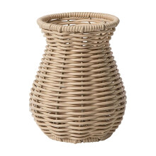 Jarrón beige tejido a mano: 5,7" x 4,7" x 3,9"