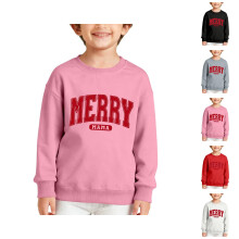Boys Long Sleeve Crewneck Letter Print Sweatshirt Soft Casual Pullover Top For Kids Fall Winter Holiday Outfit