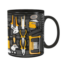 Koffiemok in gereedschapskist-opruiming, keramische mok voor monteurs, ingenieurs, doe-het-zelvers, vaders en autoliefhebbers.