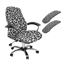 Bürostuhlbezug-Set mit Leopardenmuster, waschbarer, staubdichter Sitzschutz für Bürostühle, hautfreundlicher Computerstuhlbezug mit