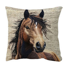 Fodera per cuscino natalizia con motivo di animali, cavallo selvaggio, stampa vintage per divano/letto, grigia – Compatibile con cuscini standard